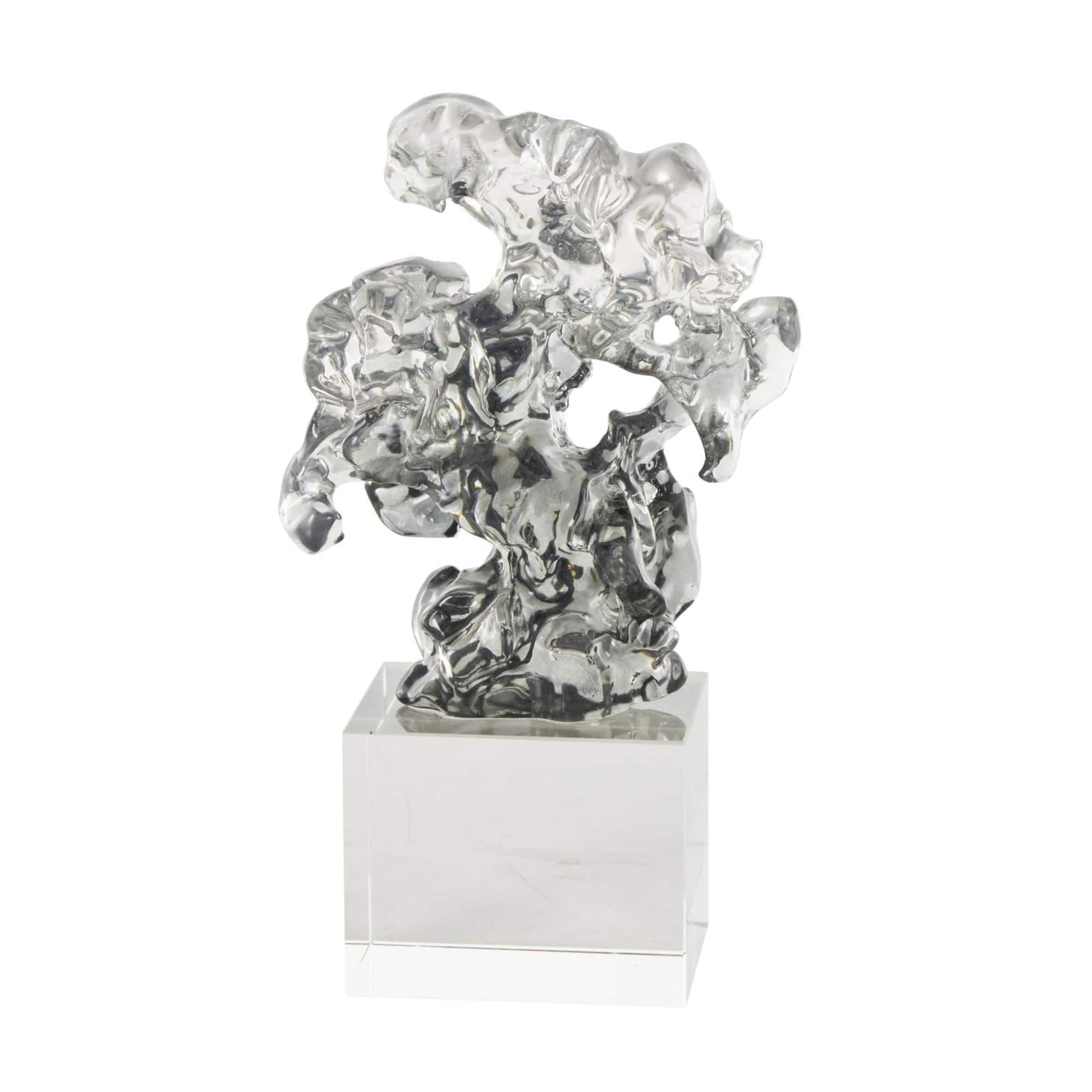 10" Clear Freeform Glass Sculpture